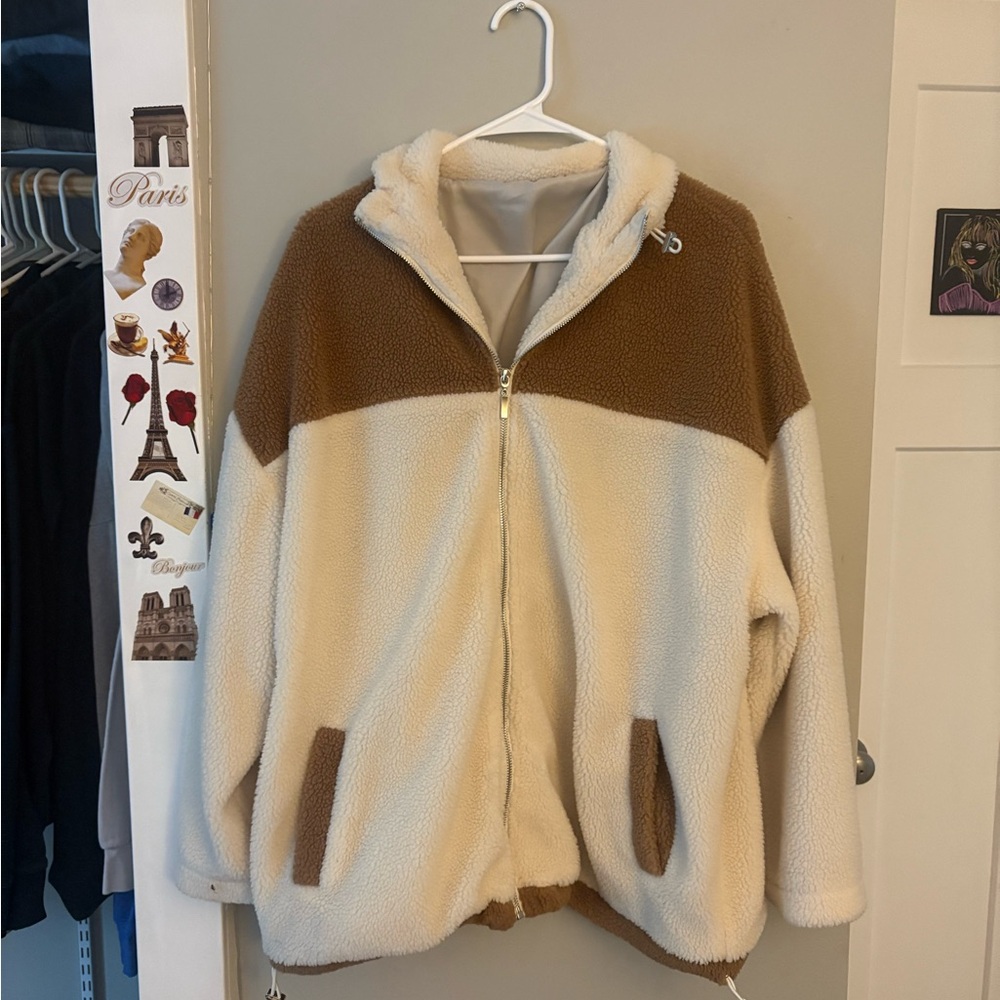 Cozy Cream and Brown Women's Jacket